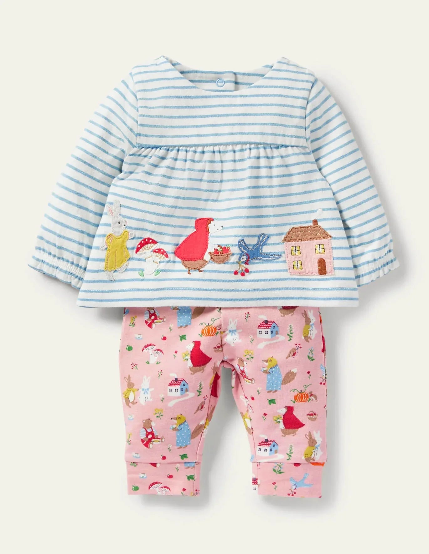 Baby Boden Jersey Applique Play Set in Boto Pink Bedtime Stories