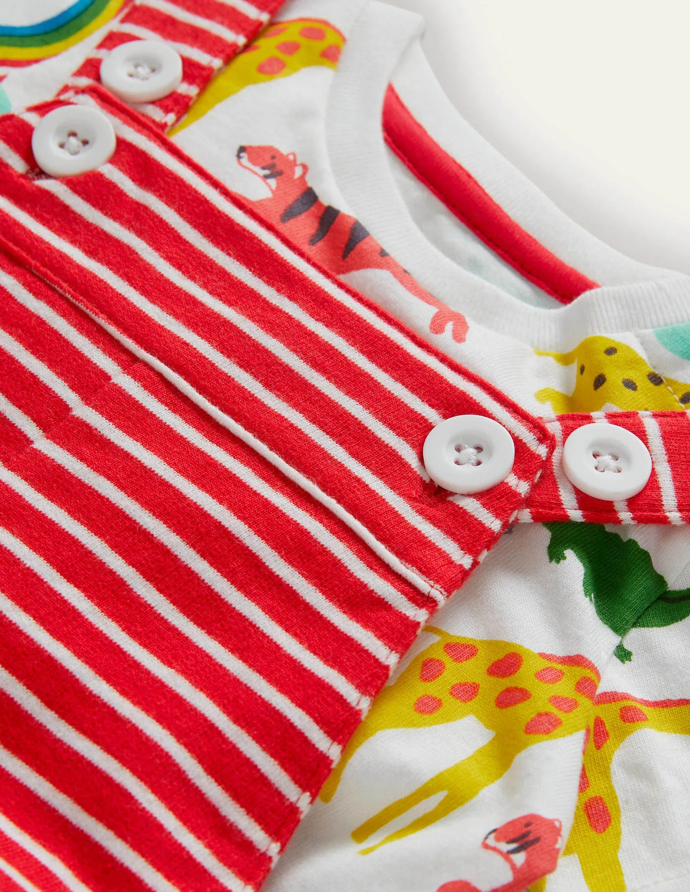 Baby Boden Short Jersey Dungaree Set Strawberry Tart/Ivory