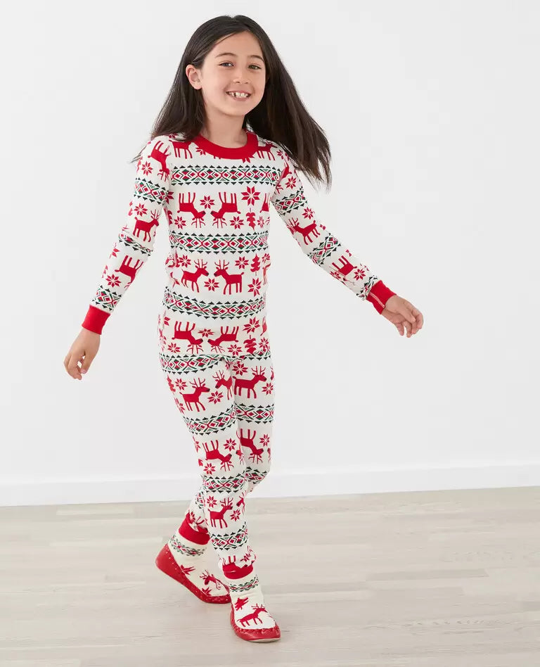 Kids Long John Pajama Set in Dear Deer