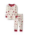 Kids Star Print Pyjama Set in Ivory Red MIX