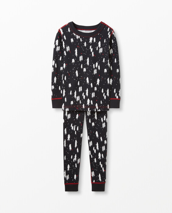 Kids Long John Pajama Set in Wintree Black