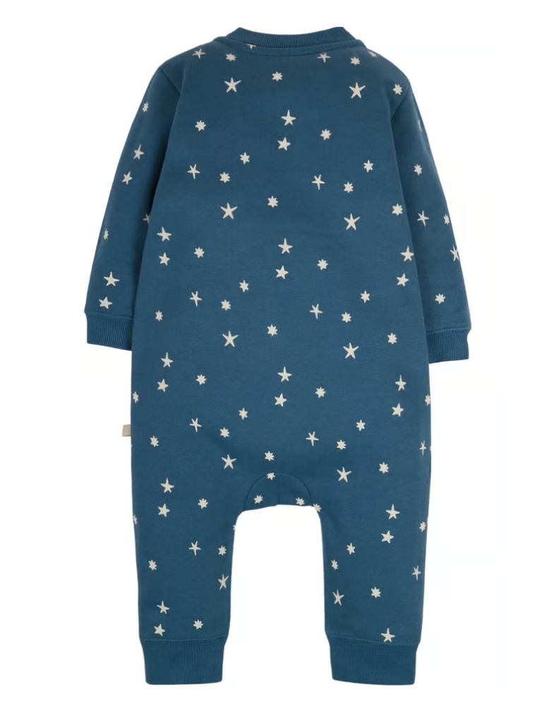 Frugi Kids Rainbow Applique Snuggle Suit in Navy Abisko Stars