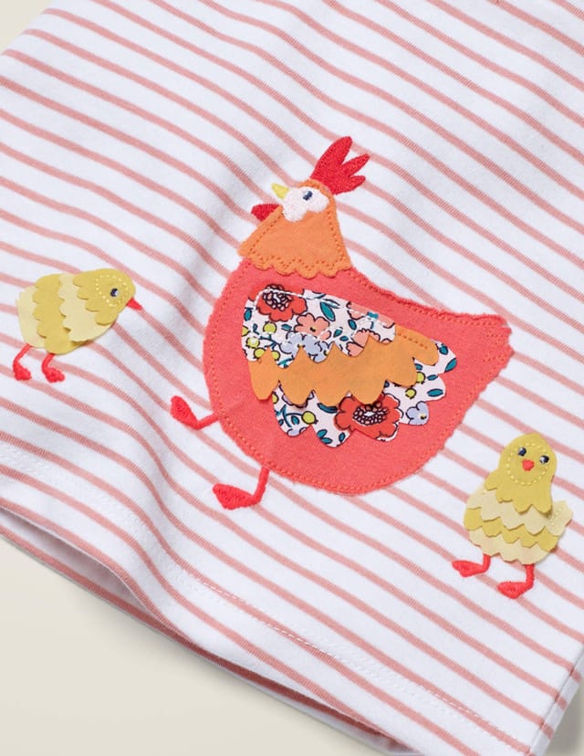 Baby Boden Baby Chicken Big Applique Dress and Leggings Set in Multi