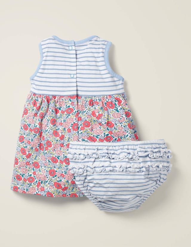 Baby Boden Printed Jersey Dress and Knickers Set in Multi Pink Flowerbed