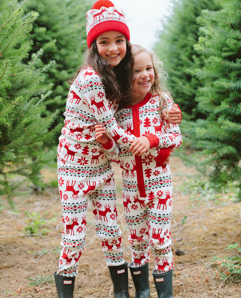 Kids Long John Pajama Set in Dear Deer