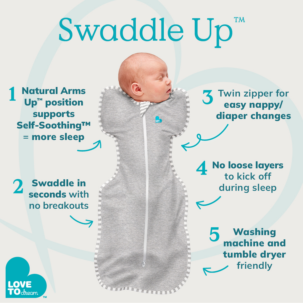 Love To Dream Swaddle Up Lite, 0.2 Tog (3.5-6kg) You Are My Grey